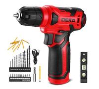 DEKOPRO Taladro Atornillador Inalámbrico 8V, con 10MM Portabrocas, LED Luz, Cable de Carga Tipo C, Accesorios 42 Piezas, Taladro Eléctrico para Perforar y Apretar/Aflojar Tornillos, Rojo
