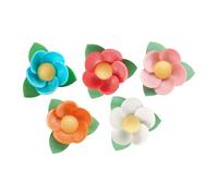 dekora - 100 Flores comestibles de oblea, Decoración para tartas y pasteles de cumpleaños, cupcakes y postres, 5 colores, 4,5 cm, Sin gluten, sin lactosa, sin azúcar, Apto para vegetarianos