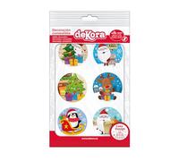 Dekora - 12 Mini Discos Comestibles de Navidad para Cupcakes, Muffins o Galletas - 5,8 cm