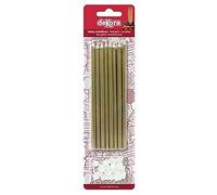 dekora - 16 Velas Cumpleaños Largas Doradas para Tartas 13 cm