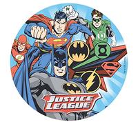 Dekora-160137 Decoracion Tartas de Cumpleaños Infantiles en Disco de Oblea de La Liga de la Justicia-20 cm Diámetro Justice League