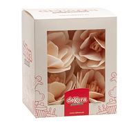 dekora - 6 Flores Comestibles de Oblea para Decoración de Tartas, Magnolias Blancas, 6,5-7 cm, decoración de pastelería sin gluten