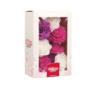dekora - Caja con 15 Rosas Comestibles de Oblea 7 cm - Flores de Decoración para Tartas, Cupcakes y Postres - Colores Surtidos, Sin Gluten, Sin Lactosa y Sin Azúcar Añadido