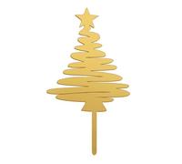 dekora - Cake Topper Árbol de Navidad - Decoración para Tarta de Navidad Apta para Contacto Alimentario - Topping de Plástico para Decorar Pasteles Navideños - Color Oro - Medidas 16,5 x 8 cm