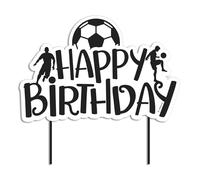 dekora, Cake Topper de Fútbol "Happy Birthday", Decoración para Tarta de Cumpleaños Temática, Apta para Contacto Alimentario, Topping de Papel y Plástico para Decorar Tartas, Medidas 17,5 x 13 cm