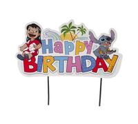 Dekora – Adorno para tarta Stitch 'Happy Birthday' – Apto contacto alimentario – 16,5x13 cm