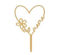 dekora - Cake Topper Día de la Madre en Forma de Corazón - Decoración para Tartas Apta para Contacto Alimentario - Topping de Plástico para Decorar Tartas o Pasteles - Dorado - Medidas 16 x 11 cm