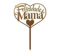 Dekora - Cake Topper "Felicidades Mamá" en Oro 14.3x10cm - Adorno Perfecto para Tartas en el Día de la Madre, Cumpleaños y Celebraciones Especiales - Diseño Elegante y Seguro para Alimentos