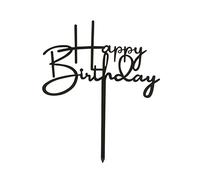 Dekora - Cake Topper para Cumpleaños | Cake Topper Happy Birthday Negro - Medidas: 12x12,5 cm