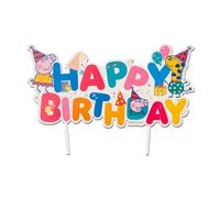 dekora - Cake Topper Peppa Pig "Happy Birthday" - 17x12cm | Decoración Oficial para Tartas de cumpleaños