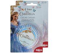 dekora - Cápsulas Cupcakes y Magdalenas La Cenicienta Disney, 50 Uds. | 50 cápsulas de papel para hornear cupcakes y magdalenas, 5 cm Ø x 3 cm, diseño Disney La Cenicienta para fiestas y cumpleaños