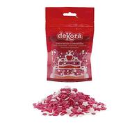dekora - Confetti de Azúcar en Estrellitas y Círculos Rosados y Blancos | Añade un Toque Dulce y Encantador a tus Tartas, Pasteles y Cupcakes