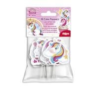 dekora, Cupcake Toppers de Unicornio, Decoración Tarta Cumpleaños Infantil, Cake Topper de Papel Perfecto para Decorar Fiestas Temáticas de Unicornio, 16 Unidades, 10,5 x 7 CM