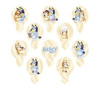 dekora - Decoración para tartas Bluey, 20 toppers comestibles de oblea para cupcakes, (6,5 x 4 cm), Decoración cumpleaños Bluey y Bingo, sin gluten, sin lactosa y apto para vegetarianos