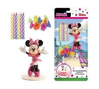 Dekora - Decoración para Tartas con la Figura de Minnie Mouse y Velas Cumpleaños, Multicolor , 11 x 5 x 23 cm (303001)
