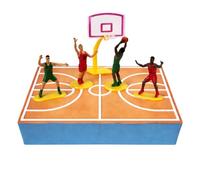 Dekora, Decoración para tartas de baloncesto para niños, mini figuras de baloncesto para decoración de pasteles, decoraciones de fiesta de cumpleaños para niños, 5 unidades, 4 jugadores y 1 aro