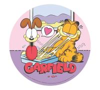 Dekora - Decoración para Tartas de Cumpleaños Infantiles - Cake Topper de Garfield 20 cm - Disco de Oblea Comestible para Tarta Sin Gluten, Sin Azúcares Añadidos, Sin Lactosa - Apto para Vegetarianos