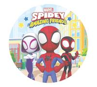 Dekora - Decoración para Tartas de Cumpleaños Infantiles - Cake Topper de Spidey de 20 cm - Disco de Oblea Comestible para Tarta Sin Gluten, Sin Azúcares Añadidos, Sin Lactosa - Apto para Vegetarianos