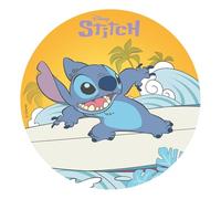 dekora - Decoración para Tartas de Cumpleaños Infantiles - Cake Topper de Stitch de 20 cm - Disco de Oblea Comestible para Tarta Sin Gluten, Sin Azúcares Añadidos, Sin Lactosa - Apto para Vegetarianos