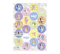 dekora - Decoración Tarta Bluey, 20 Mini Discos de Papel Comestible, 3,4 cm, Decoración Cumpleaños Bluey y Bingo para Cupcakes y Tartas, Sin Gluten, Sin Lactosa, Apto para Vegetarianos
