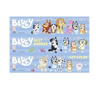 dekora - Decoración Tarta Bluey, 3 Cintas de Papel Comestible 21 x 14,8 cm, Decoración Cumpleaños Bluey y Bingo para Laterales de Tartas, Ribbons Sin Gluten, Sin Lactosa y Aptos para Vegetarianos