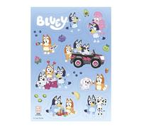 dekora - Decoración Tarta Bluey de Papel Comestible, Lámina A5 Recortable con 8 Diseños, Decoración Cumpleaños Bluey y Bingo para Tartas, Sin Gluten, Sin Lactosa, Apto para Vegetarianos