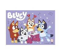 dekora - Decoración Tarta Bluey, Lámina Rectangular de Papel Comestible 21 x 14,8 cm, Decoración Cumpleaños Bluey y Bingo para Tartas Infantiles, Sin Gluten, Sin Lactosa, Apto para Vegetarianos
