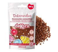 dekora - Dekocrunchies Café 100g, Sprinkles de azúcar crujientes y con sabor intenso, Topping repostería, perlas comestibles para decoración de tartas, galletas, cupcakes y helados