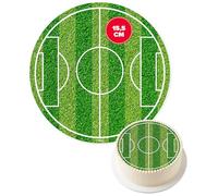 dekora - Disco comestible campo de fútbol 15,5 cm, decoración tarta fútbol para cumpleaños infantil, papel comestible sin azúcar añadido, sin gluten, apto vegetarianos