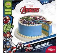 Dekora - Disco Comestible para Decoración de Tartas de Cumpleaños The Avengers - 16 cm