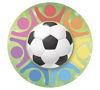 dekora - Disco de Oblea Comestible para Tarta de Fútbol Multicolor, Decoración Tarta Cumpleaños Infantil con Balón, Papel de Arroz Comestible Sin Gluten, 20 cm