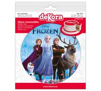 dekora - Disco de Papel Fondant Comestible Ø 15,5 cm - Decoración de Frozen para Tarta Infantil de Cumpleaños
