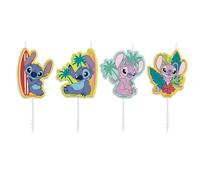 Dekora Design - Set de velas de cumpleaños Disney Stitch, 4 piezas, diseño tropical hawaiano