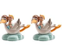 dekora- Figura de Decoracion Bautizo Niño-Cigüeña con Bebé, 10 cm, Elaborada en Resina, Adorno para Tartas de Bautizo y Baby Shower Diseño Original y Detallado - Apto para Contacto Alimentario