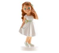 dekora - Figura Decorativa para Primera comunión Niña Ana -15,8 cm - Elaborada en Resina - Muñeca de comunión para tarta - Adorno para tartas - Apto para Contacto Alimentario
