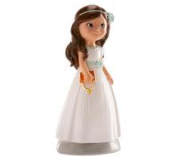 dekora - Figura Decorativa para Primera Comunión - Niña con Catecismo - Elaborada en Resina - Adorno para Tartas - 13 Centímetros de Alto - Diseño Original y Detallado - Apto para Contacto Alimentario