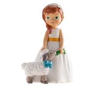 dekora - Figura Decorativa para Primera comunión Niña con ovejita - 16 cm - Elaborada en Resina - Muñeca de comunión para tarta - Diseño Original y Detallado - Apta para Contacto Alimentario