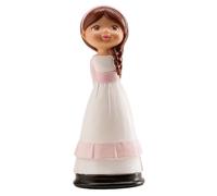 dekora - Figura Decorativa para Primera Comunión - Niña con Trenza - Elaborada en Resina - Adorno para Tartas - 15 Centímetros de Alto - Diseño Original y Detallado - Apto para Contacto Alimentario