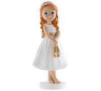 dekora - Figura Decorativa para Primera Comunión - Niña Descalza - Elaborada en Resina - Adorno para Tartas - 13 Centímetros de Alto - Diseño Original y Detallado - Apto para Contacto Alimentario
