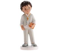 dekora - Figura Decorativa para Primera Comunión Niño con Biblia - Elaborada en Resina - Adorno para Tartas - 16,6 Centímetros de Alto - Diseño Original y Detallado - Apto para Contacto Alimentario