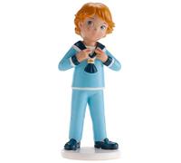 dekora - Figura Decorativa para Primera Comunión Niño Rubio - Elaborada en Resina - Adorno para Tartas - 16 Centímetros de Alto - Diseño Original y Detallado - Apto para Contacto Alimentario