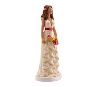 dekora - Figura Novia con Ramo para Tarta de Boda 16 cm - Adorno de Resina - Muñecos para tarta de boda y Aniversario, Cake Topper Decorativo, Reutilizable para Pastel Nupcial y Mesa Dulce