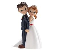 dekora - Figura Novios de Espaldas para Tarta de Boda 16 cm - Cake Topper Decorativo de Resina, Original y Reutilizable para Pastel Nupcial y Mesa Dulce