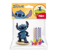 dekora - Figura Stitch para Tarta con 10 Velas de Cumpleaños, Decoración Cumpleaños Stitch y Cake Topper Disney para Tartas Infantiles, Apto para Contacto Alimentario