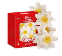 dekora - Flores Comestibles para tartas, 10 margaritas de oblea, 7 cm, sin azúcar, sin gluten, sin lactosa, Decoración para Cumpleaños, Bodas, Gender reveal y Baby Shower
