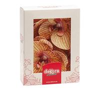 dekora - Flores Comestibles para tartas, 10 orquídeas naranjas de oblea 8.5 x 7.5cm, sin azúcar, sin gluten, sin lactosa, Adornos Comestibles para Tartas, Cumpleaños y Bodas