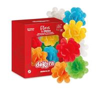 dekora - Flores Comestibles para tartas, 6 rosas de oblea, 7 cm, sin azúcar, sin gluten, sin lactosa, colores surtidos, Decoración para Cumpleaños, Bodas, Gender reveal y Baby shower