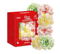 dekora - Flores Comestibles para tartas, 6 rosas de oblea, 7 cm, sin azúcar, sin gluten, sin lactosa, Tres colores, Decoración para Cumpleaños, Bodas, Gender reveal y Baby Shower