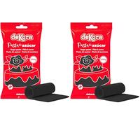 Dekora - Fondant Negro | Pasta de Fondant para Tartas - Cobertura para Bizcochos, Tartas, Pasteles, Magdalenas o Cupcakes con el que Poder Hacer Todo Tipo de Decoraciones - 250 gr (Paquete de 2)