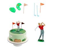 dekora, Golf Cake Topper, Decoración para Tartas de Cumpleaños, Figuritas de Golf para Tarta, Kit Temático Completo, 7 Piezas, Adornos de Golf para Fiestas de Hombre y Aficionados
